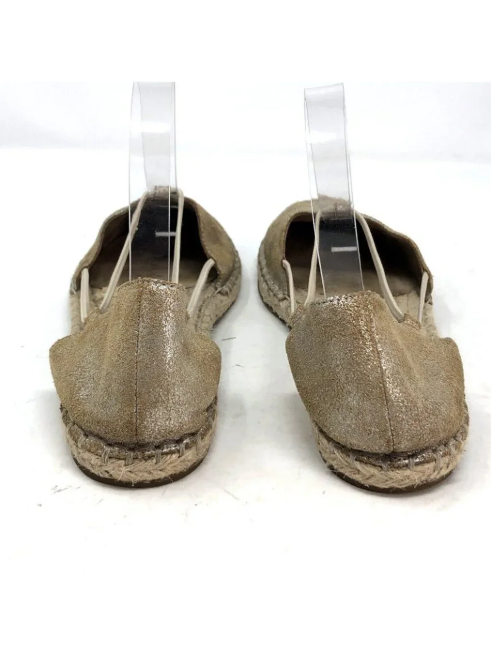 Eileen Fisher Shoes Womens 7 Lee Beige Shimmer Metallic Suede Espadrille Flats*